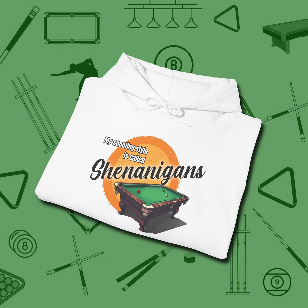 Shenanigans Style Hoodie, folded view, in White ideal for clean hits and clean fits