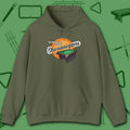 Shenanigans Style Pool Hoodie, in Military Green color, billiards hoodie, front view