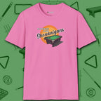 Shenanigans Style Pool T-Shirt, in Azalea color, billiards shirt, front view