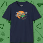 Shenanigans Style Pool T-Shirt, in Navy color, billiards shirt, front view