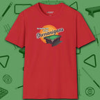 Shenanigans Style Pool T-Shirt, in Red color, billiards shirt, front view