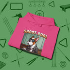 Shoot Get Bitches Hoodie, folded view, in Heliconia style that banks as hard as you do