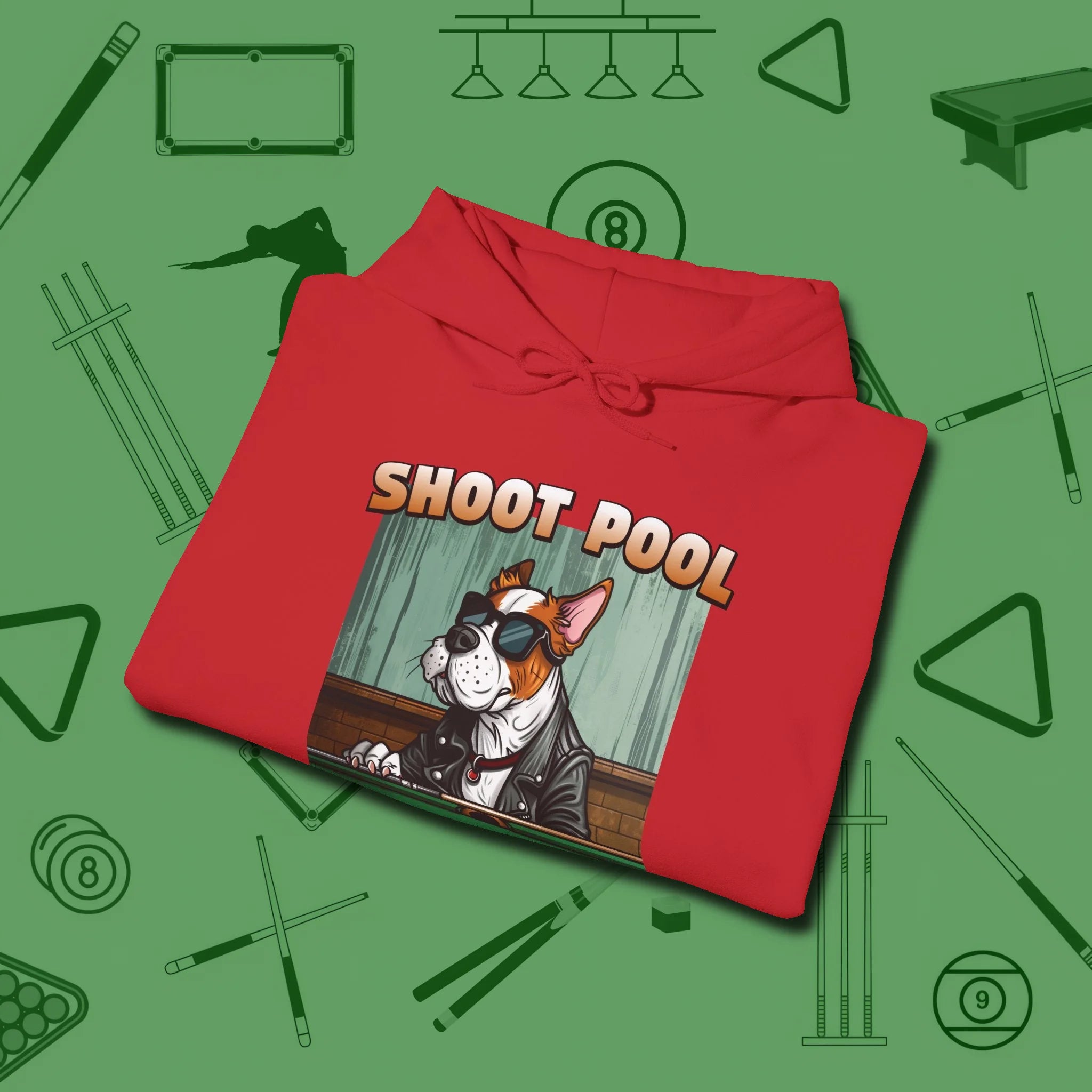 Shoot Get Bitches Hoodie, folded view, in Red because you don’t just play — you represent
