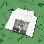 Shoot Get Bitches Hoodie, folded view, in White make every shot — and outfit — count