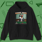 Shoot Get Bitches Hoodie, front view, in Black where style and cue discipline collide