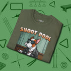 Shoot Get Bitches T-Shirt, folded view, in Military Green because you don’t just play — you represent