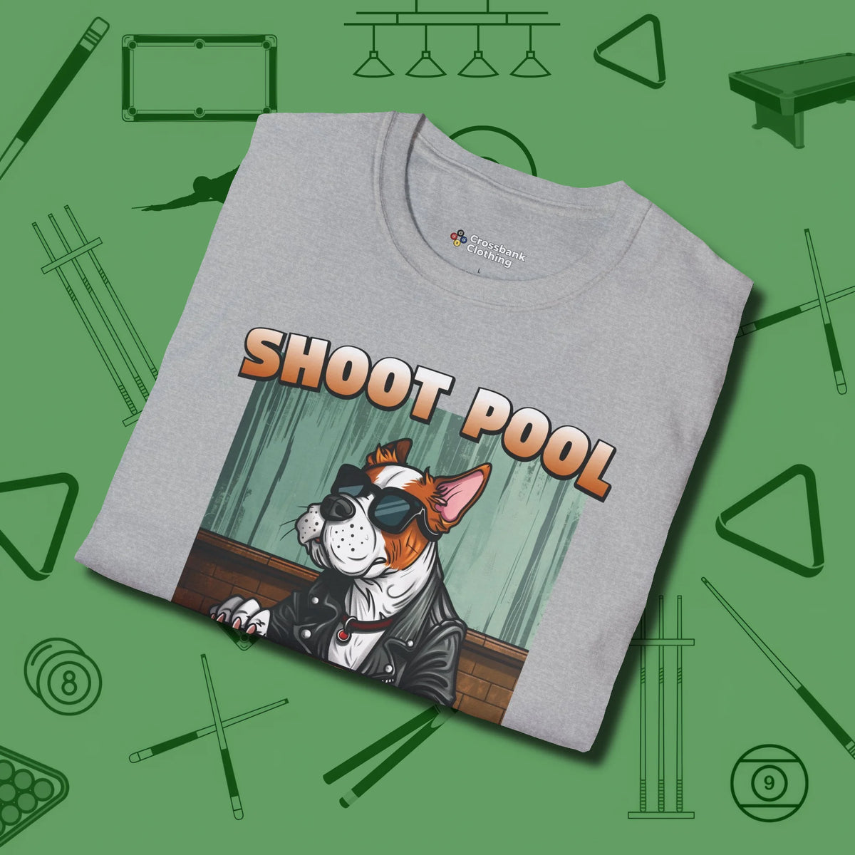 Shoot Get Bitches T-Shirt, folded view, in Sport Grey cue up respect every time you wear it