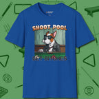 Shoot Get Bitches T-Shirt, front view, in Royal earns respect before the first shot