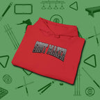 Shot Maker Billiards Hoodie, folded view, in Red your secret weapon off the table