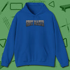 Shot Maker Billiards Hoodie, front view, in Royal from chalk to clutch, look the part