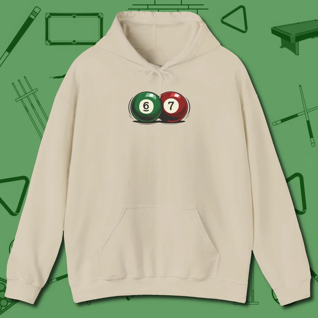 Six Seven Hoodie, front view, in Sand cool under pressure, hot on the eyes