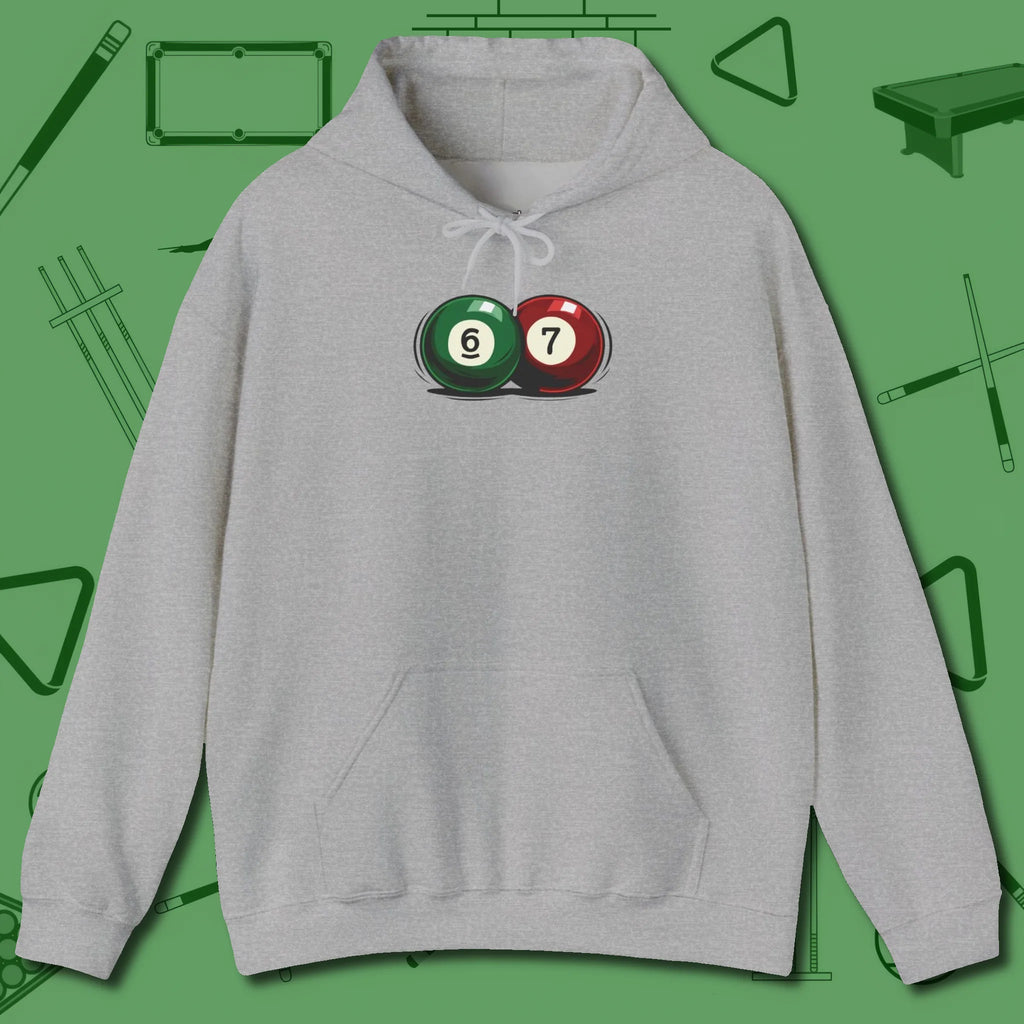 Six Seven Hoodie, front view, in Sport Grey smart enough for the felt and the street