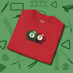 Six Seven T-Shirt, folded view, in Red clean lines for dirty minds