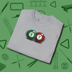 Six Seven T-Shirt, folded view, in Sport Grey classic cue style, no gimmicks