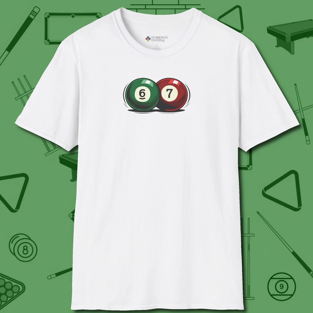 Six Seven T-Shirt, front view, in White play in style, win in silence