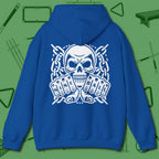 Skull & Chains Nine Ball Hoodie, back view, in Royal