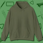 Skull & Chains Nine Ball Hoodie, front view, in Military Green