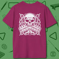Skull & Chains Nine Ball T-Shirt, back view, in Antique Heliconia