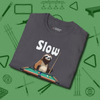 Slow Rollin' Sloth T-Shirt, folded view, in Charcoal because pool isn’t just a game — it’s who you are