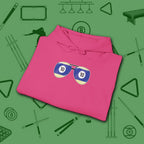 Smooth Shades Hoodie, in Heliconia color, billiards shirt, folded view