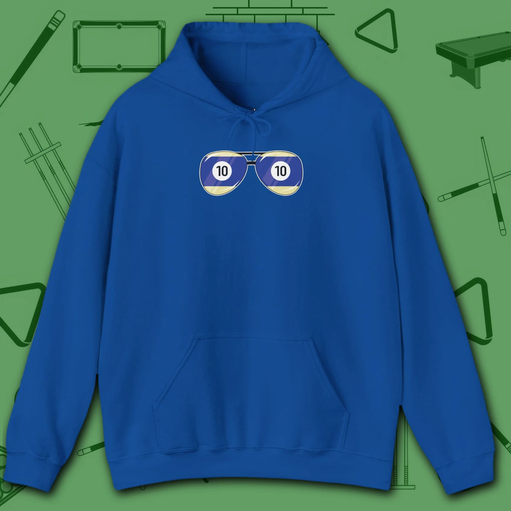 Smooth Shades Hoodie, in Royal color, billiards shirt, front view