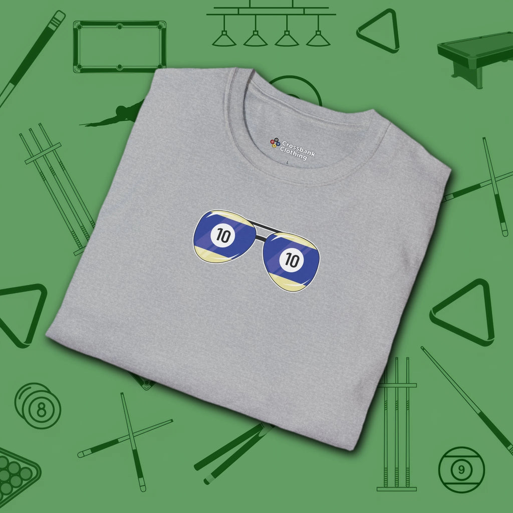 Smooth Shades T-Shirt, in Sport Grey color, billiards shirt, folded view
