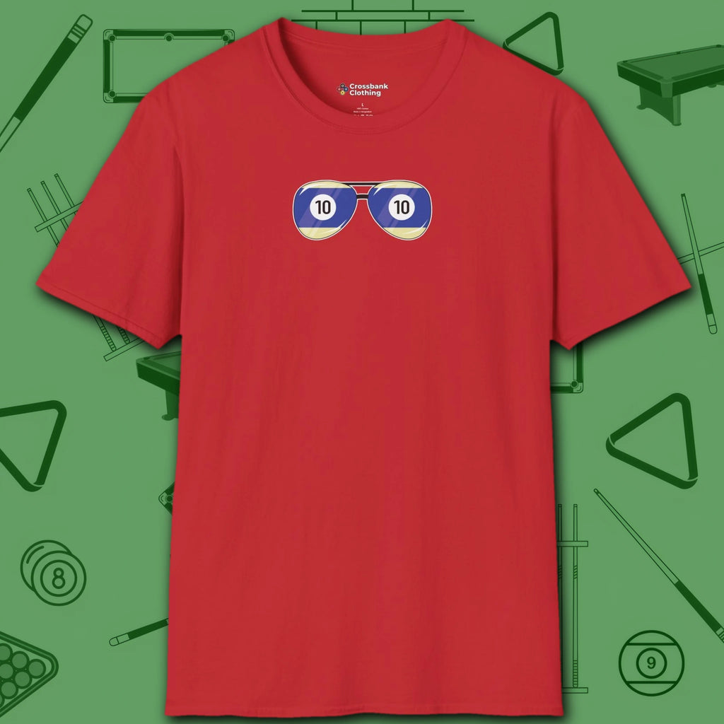 Smooth Shades T-Shirt, in Red color, billiards shirt, front view