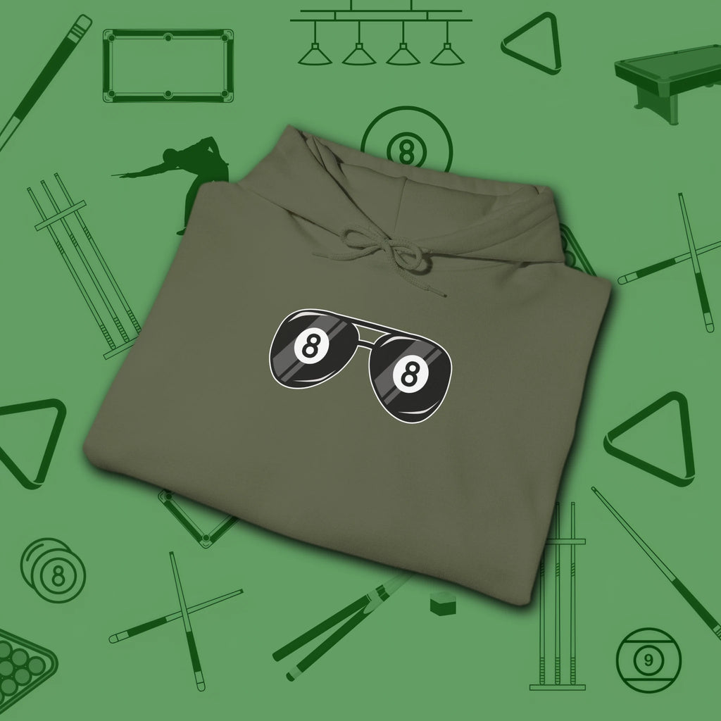 Smooth Shades Hoodie, in Military Green color, billiards shirt, folded view