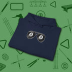 Smooth Shades Hoodie, in Navy color, billiards shirt, folded view