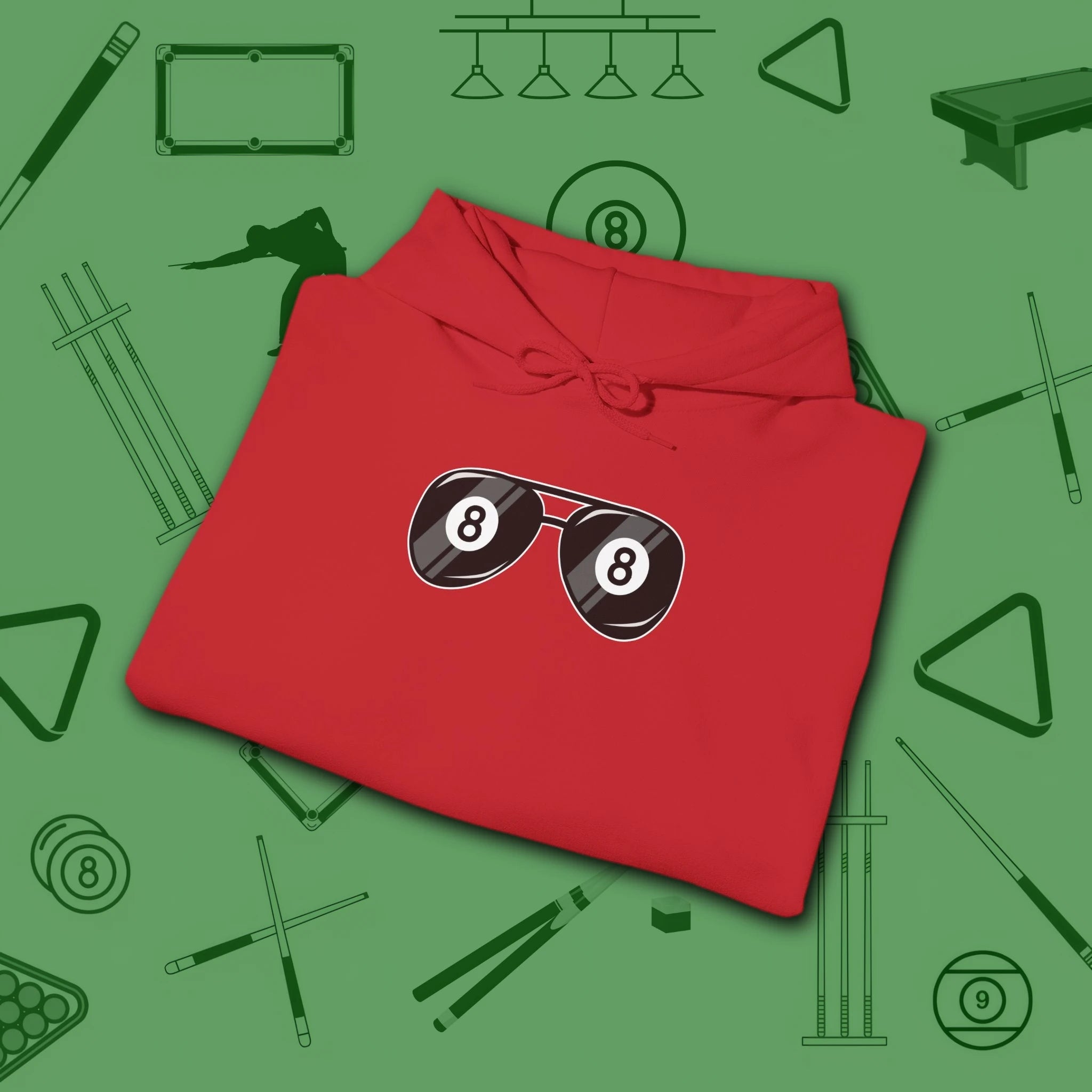 Smooth Shades Hoodie, in Red color, billiards shirt, folded view