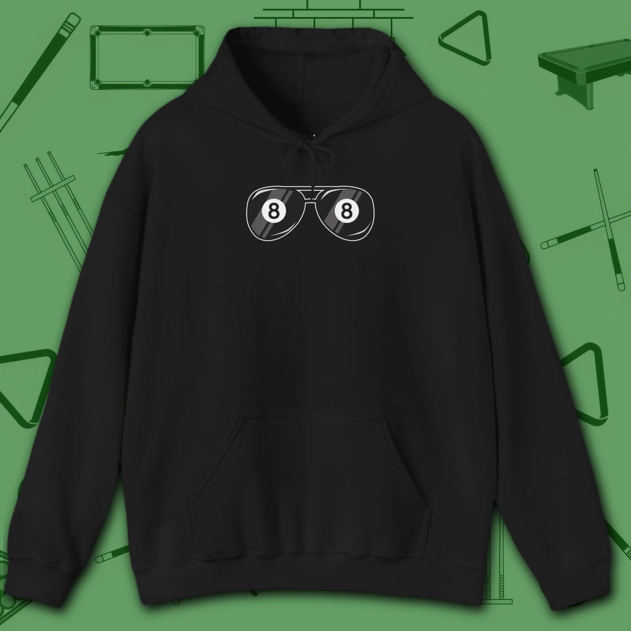 Smooth Shades Hoodie, in Black color, billiards shirt, front view