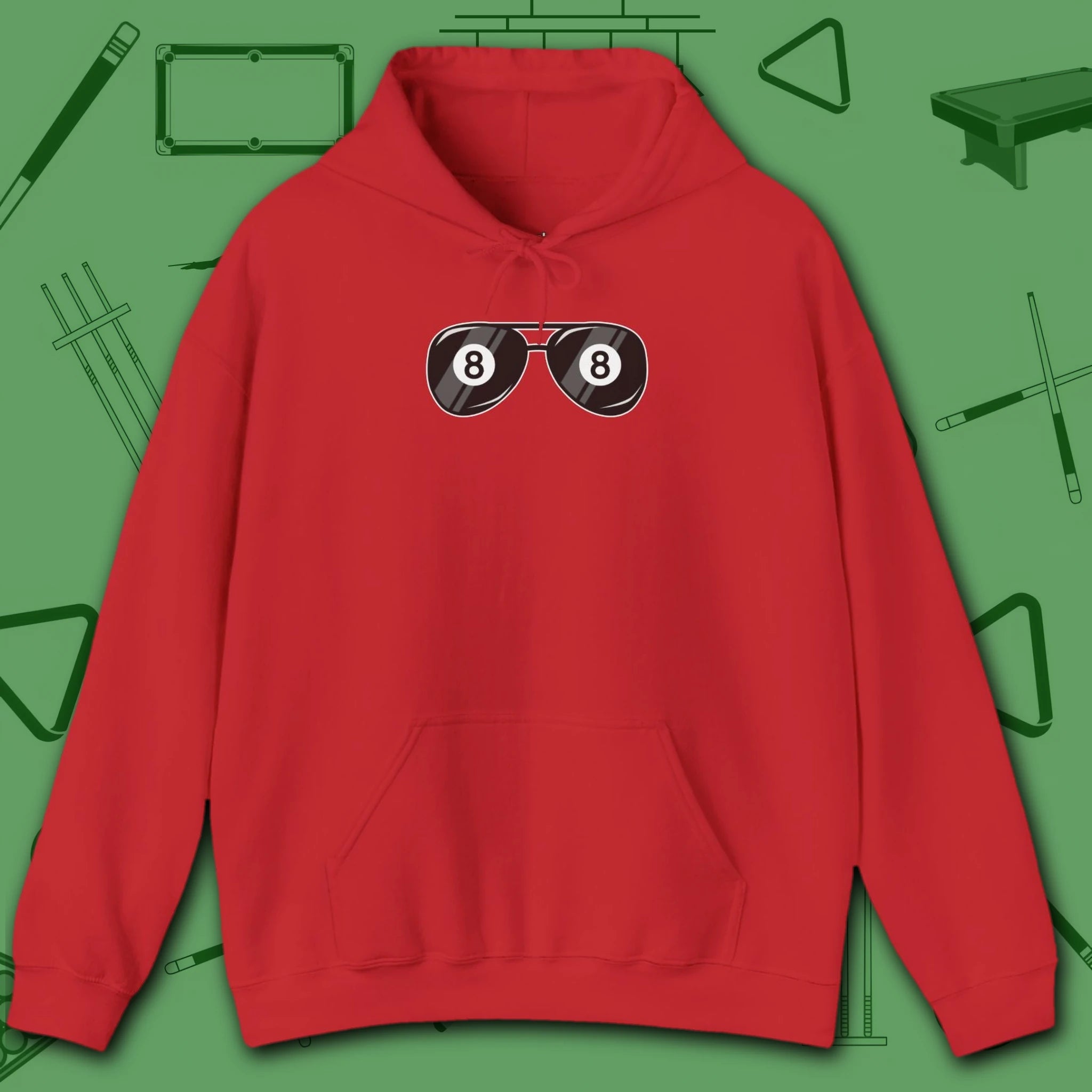 Smooth Shades Hoodie, in Red color, billiards shirt, front view