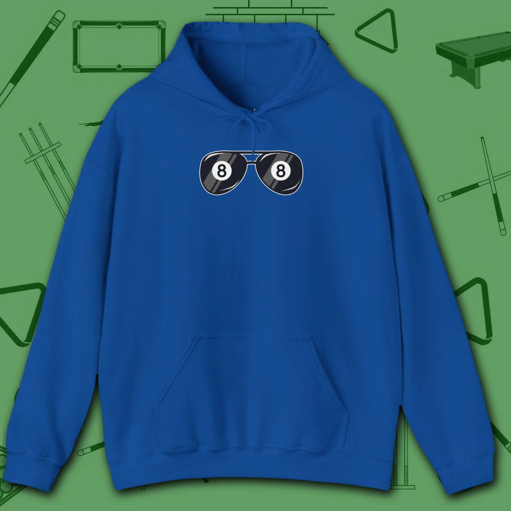 Smooth Shades Hoodie, in Royal color, billiards shirt, front view