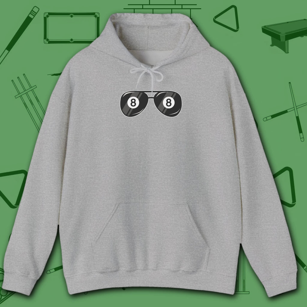 Smooth Shades Hoodie, in Sport Grey color, billiards shirt, front view