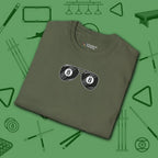 Smooth Shades T-Shirt, in Military Green color, billiards shirt, folded view