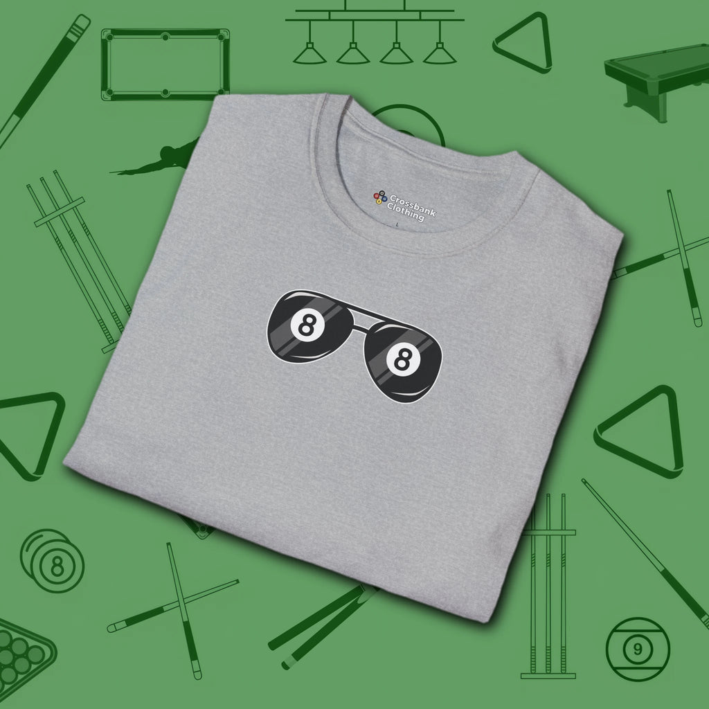 Smooth Shades T-Shirt, in Sport Grey color, billiards shirt, folded view