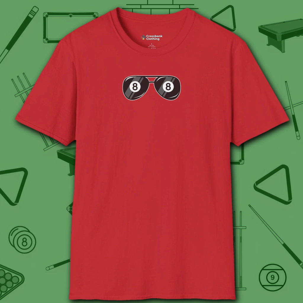 Smooth Shades T-Shirt, in Red color, billiards shirt, front view