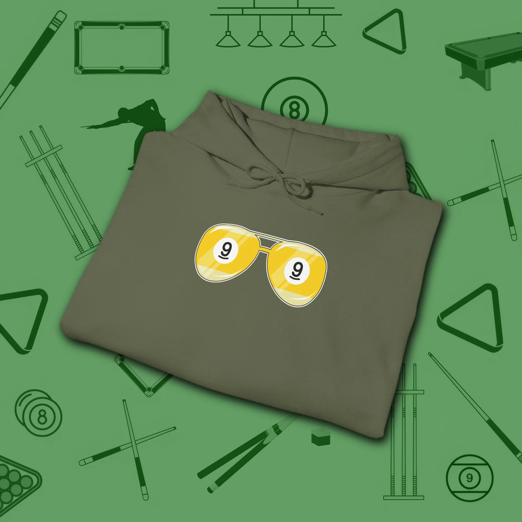 Smooth Shades Hoodie, in Military Green color, billiards shirt, folded view