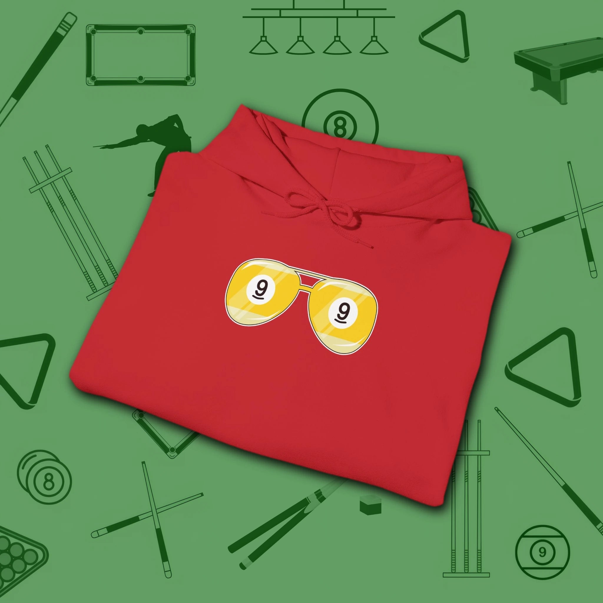 Smooth Shades Hoodie, in Red color, billiards shirt, folded view