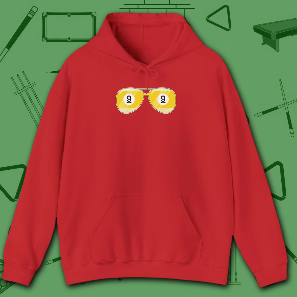 Smooth Shades Hoodie, in Red color, billiards shirt, front view
