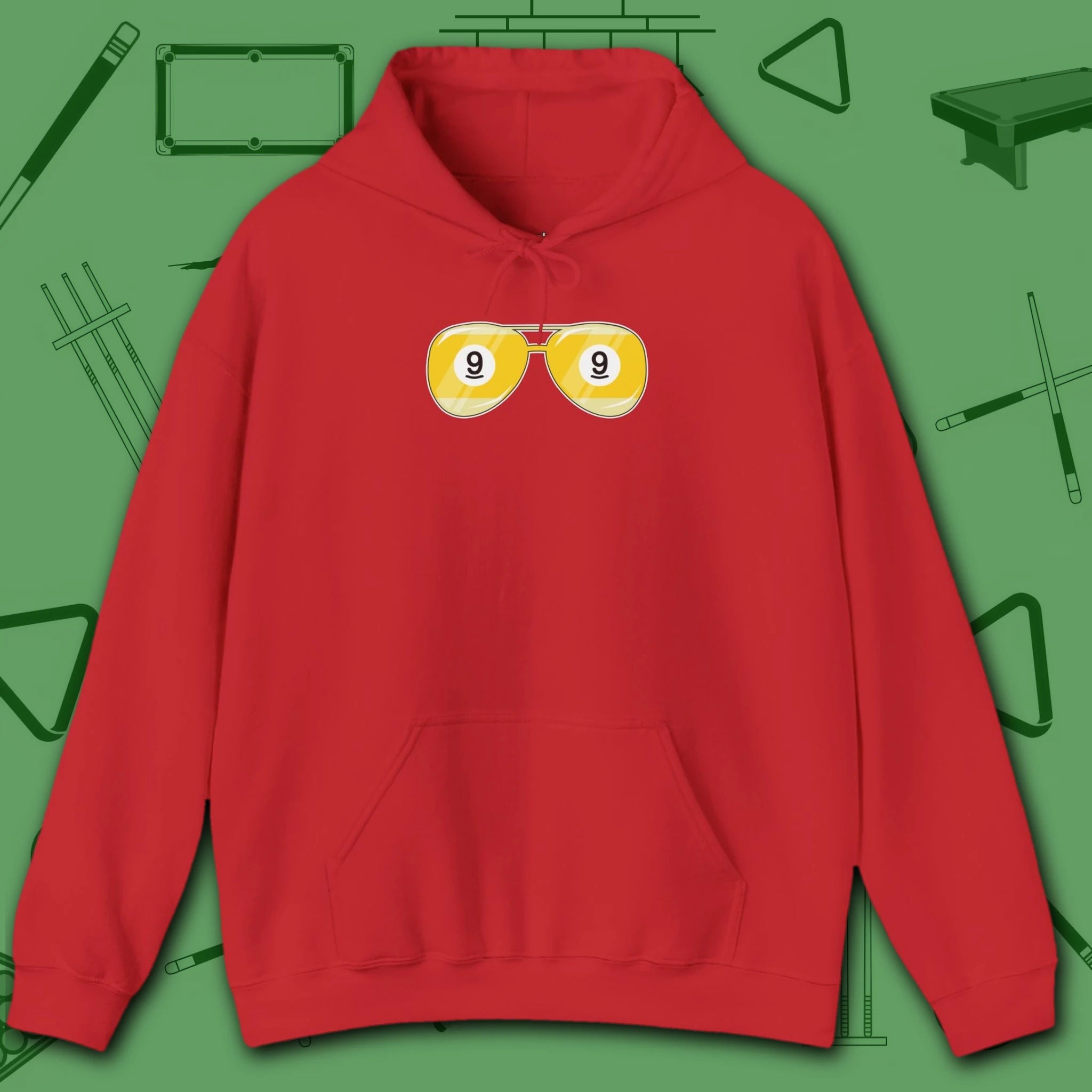 Smooth Shades Hoodie, in Red color, billiards shirt, front view