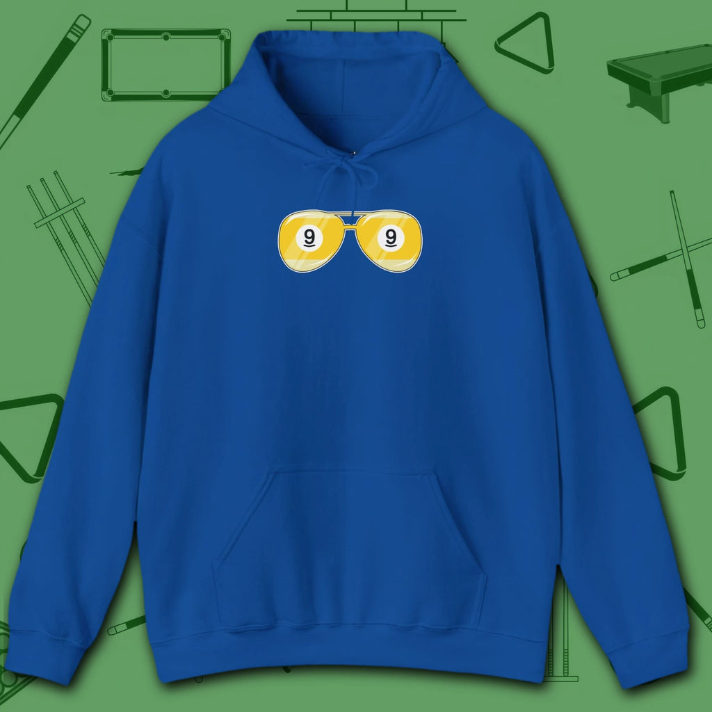 Smooth Shades Hoodie, in Royal color, billiards shirt, front view