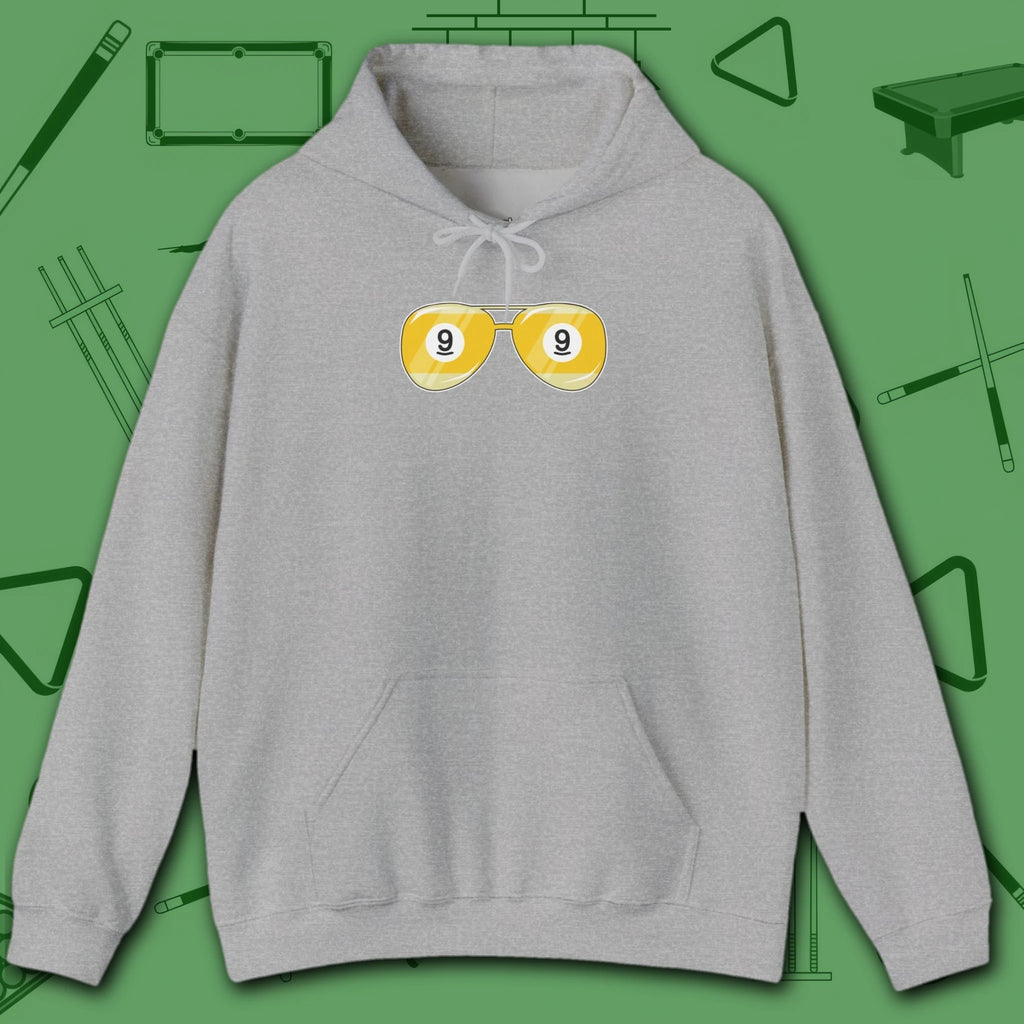 Smooth Shades Hoodie, in Sport Grey color, billiards shirt, front view