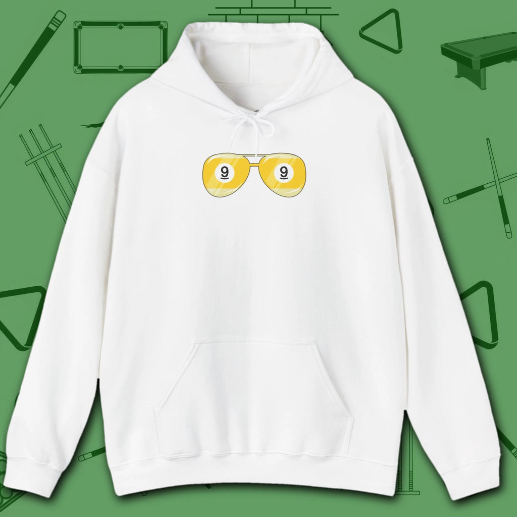 Smooth Shades Hoodie, in White color, billiards shirt, front view