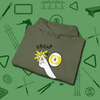 Snap The Nine Hoodie, folded view, in Military Green where cue control meets personal style