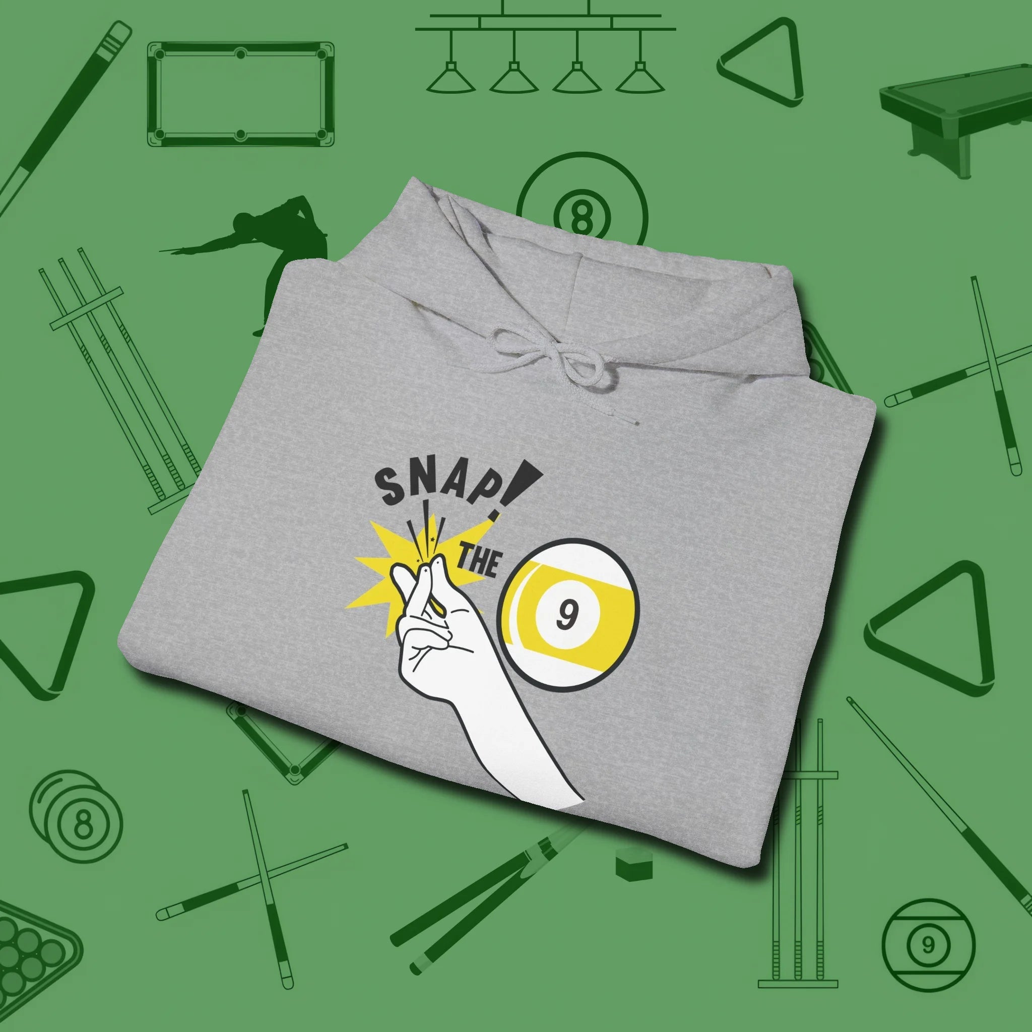 Snap The Nine Hoodie, folded view, in Sport Grey ideal for clean hits and clean fits