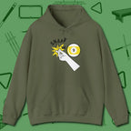 Snap The Nine Hoodie, front view, in Military Green like your stroke — smooth and deliberate
