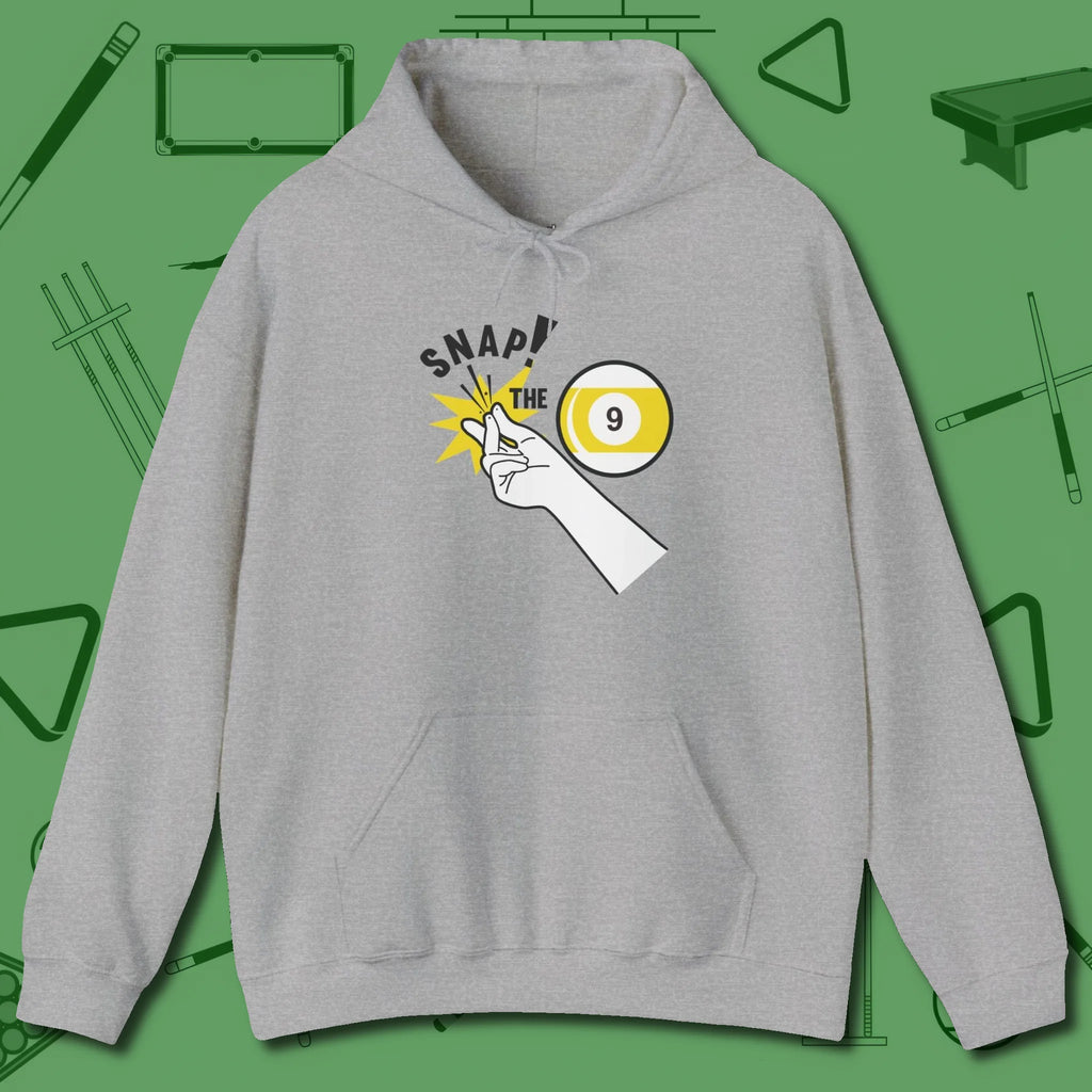 Snap The Nine Hoodie, front view, in Sport Grey from chalk to clutch, look the part