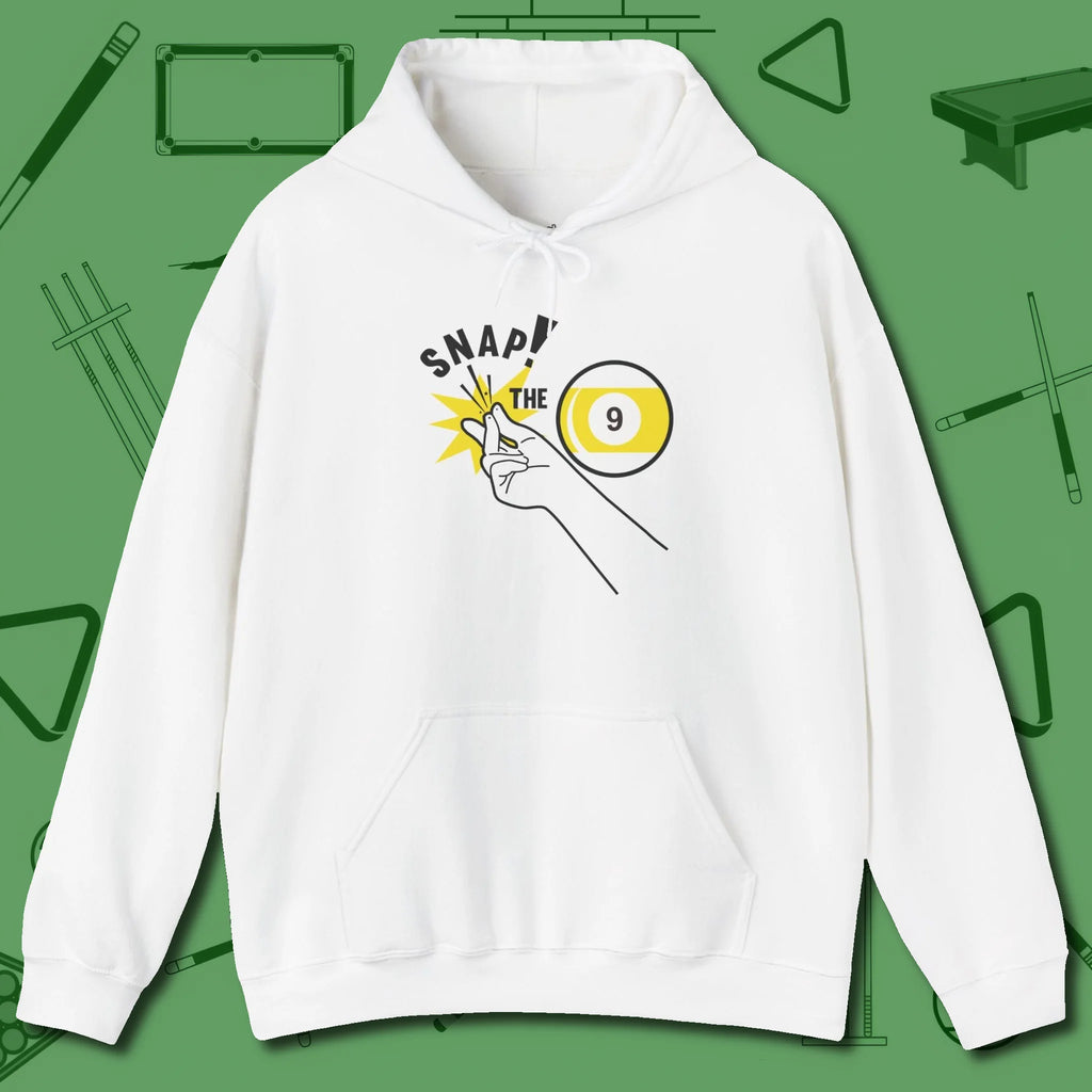 Snap The Nine Hoodie, front view, in White from chalk to clutch, look the part