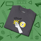 Snap The Nine T-Shirt, folded view, in Charcoal helps your stroke and your style